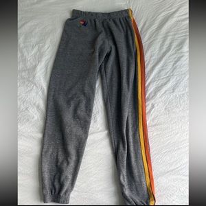 Aviator Nation 5 stripe heather gray sweat pants